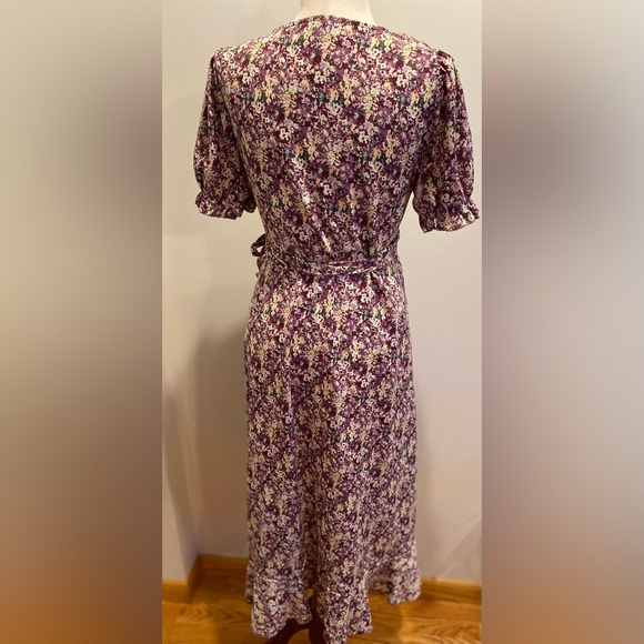 SHEIN, Sz Large, Purple, Floral Print Wrap Tie Side Dress - Picture 8 of 12